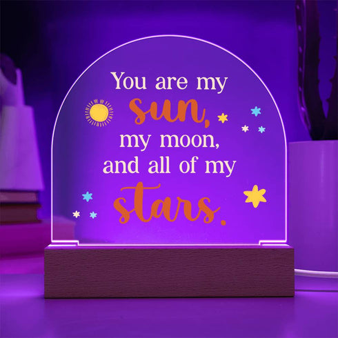 My sun , Moon & Stars - Led Dome Plaque