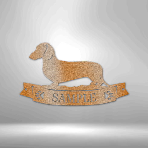 Dachshund Banner Monogram - Steel Sign