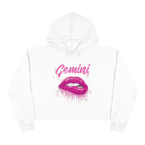 Gemini Glitter Lips Crop Hoodie
