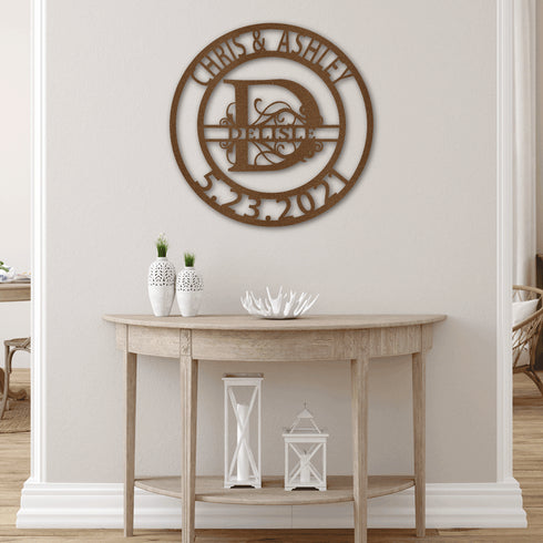 Personalized Elaborate Split Letter Family Wall Art