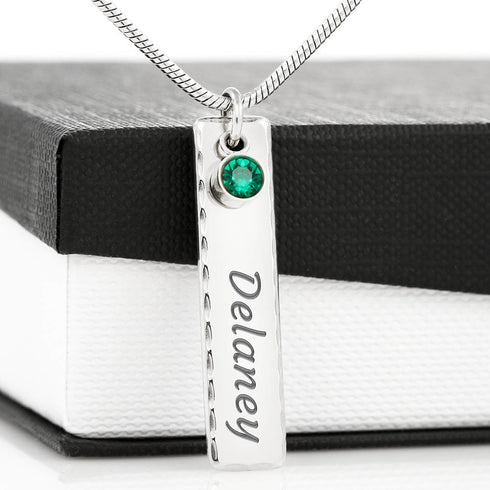 Engravable Birthstone Name Necklace - From Mom