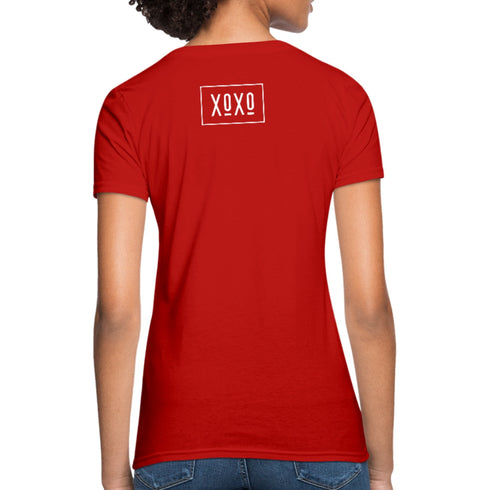XOXO Womens Classic White Bordered Style Graphic Text T-Shirt