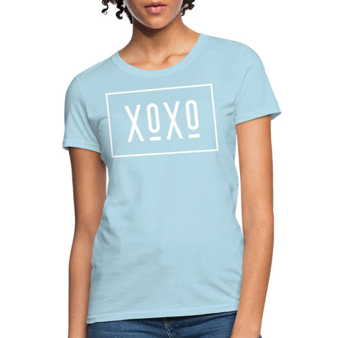 XOXO Womens Classic White Bordered Style Graphic Text T-Shirt