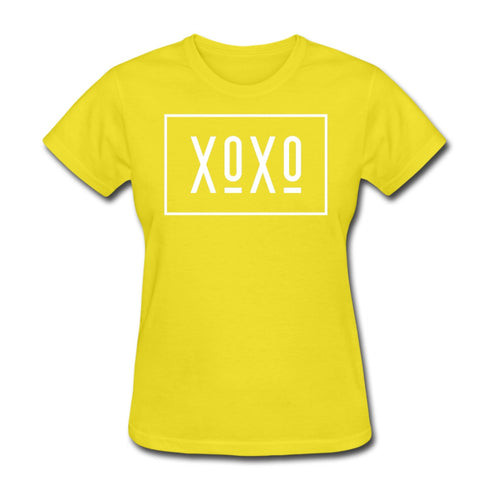 XOXO Womens Classic White Bordered Style Graphic Text T-Shirt